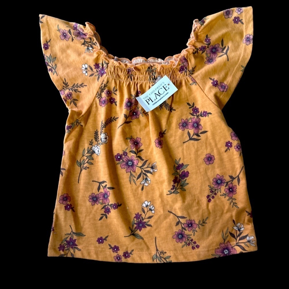 THE CHILDRENS PLACE APRICOT FLORAL SHIRT GIRLS SIZE XS NWT